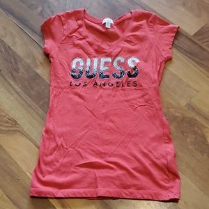 GUESS TOP XS Red Women Cap Sleeves